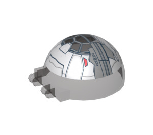 LEGO Transparent Brun Svart Dome 6 x 6 x 3 med Gångjärn Stubbar med SW Sith Fighter Mönster (10585 / 50747)