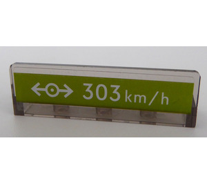 LEGO Transparent Brown Black Panel 1 x 4 with Rounded Corners with White Logo Train and '303 km/h' Sticker (15207)