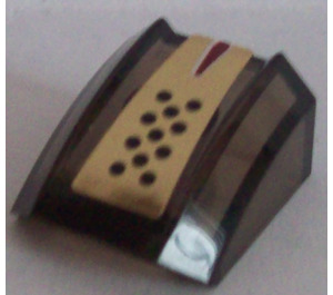 LEGO Transparent Marron Noir Pente 1 x 2 x 2 Incurvé avec Noir Dots sur Gold Autocollant (30602)