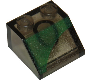 LEGO Transparent Brown Black Slope 2 x 2 (45°) with Green Pattern (Right) (3039 / 42586)