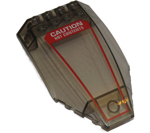 LEGO Transparent Brown Black Windscreen 10 x 6 x 2 with 'CAUTION' and 'HOT CONTENTS' Sticker (35269)