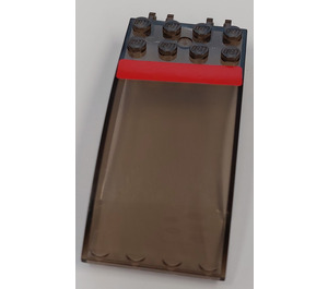 LEGO Transparent Brown Black Windscreen 4 x 8 x 2 Curved Hinge with Red Stripe Sticker (46413)