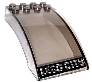 LEGO Transparent Brown Black Windscreen 4 x 8 x 2 Curved Hinge with White 'LEGO CITY' on Black Background Sticker (46413)
