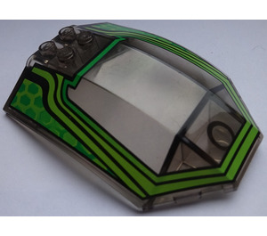 LEGO Transparent Brown Black Windscreen 6 x 8 x 2 Curved with Lime and Green Lines (41751 / 43674)