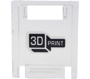 LEGO Transparant Container Doos 2 x 2 x 2 Deur met Sleuf met '3D PRINT' Sticker (4346)