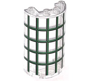 LEGO Transparent Cylinder 2 x 4 x 5 Half with Dark Green Window Panes Sticker (35312)