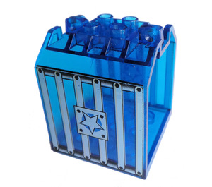 LEGO Transparentní tmavě modrá Box 4 x 4 x 4 s Bars a Hvězda symbol (30639 / 40596)