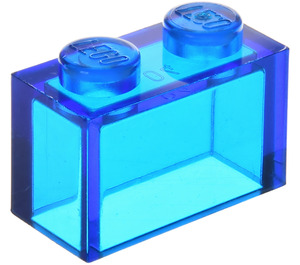 LEGO Bleu foncé transparent Brique 1 x 2 sans tube à l'intérieur (3065 / 35743)