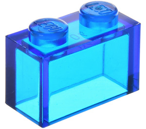 LEGO Transparent Dark Blue Brick 1 x 2 without Bottom Tube (3065 / 35743)