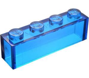 LEGO Transparent Dark Blue Brick 1 x 4 without Bottom Tubes (3066 / 35256)