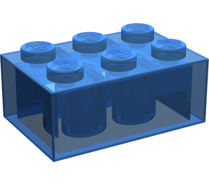 LEGO Bleu foncé transparent Brique 2 x 3 (3002)