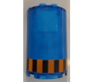 LEGO Przezroczysty ciemnoniebieski Cylinder 2 x 4 x 5 Połowa z Pomarańczowy I Czarny Paski Naklejka z Ustawić 5985 (85941)