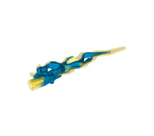LEGO Transparent Dark Blue Flame / Lightning Bolt with Axle Hole with Marbled Transparent Yellow (11302 / 21873)
