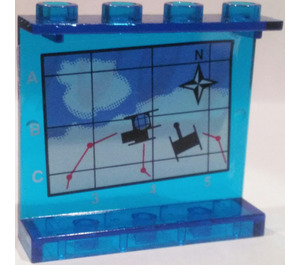 LEGO Bleu Foncé Transparent Panneau 1 x 4 x 3 avec Arctique Map  Autocollant sans Supports Latéraux, Tenons Creux (4215)