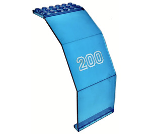 LEGO Transparent Dark Blue Panel 10 x 6 x 11 Angled with 200 (2408)