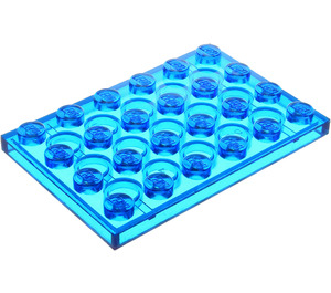 LEGO Transparant donkerblauw Plaat 4 x 6 (3032)