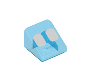 LEGO Transparant Donkerblauw Helling 1 x 1 (31°) met Wit Afgerond Rectangles (35338 / 100162)