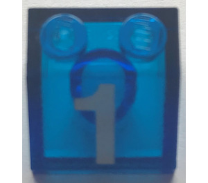 LEGO Transparentes Dunkelblau Steigung 2 x 2 (45°) mit Number 1 (3039)