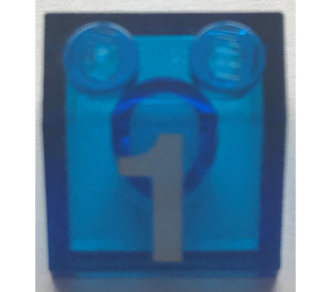 LEGO Transparentes Dunkelblau Schrägstein 2 x 2 (45°) mit Number 1 (3039)