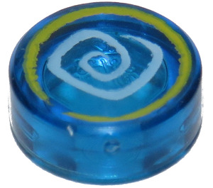 LEGO Transparant donkerblauw Tegel 1 x 1 Rond met Hypnobrai Swirl (98138 / 99973)