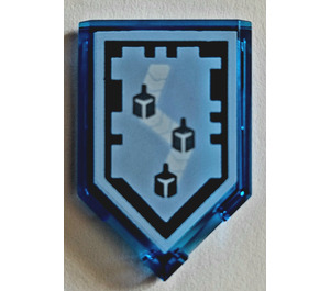 LEGO Transparentes Dunkelblau Fliese 2 x 3 Pentagonal mit Strahl Jump Power Schild (22385)