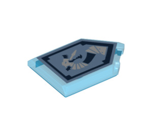 LEGO Transparent Dark Blue Tile 2 x 3 Pentagonal with Iron Dragon Power Shield (22385 / 29086)