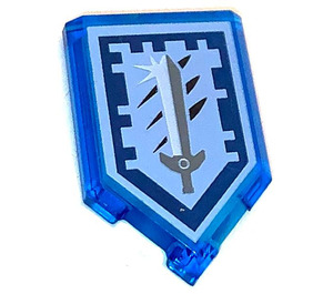 LEGO Transparent Dark Blue Tile 2 x 3 Pentagonal with Titanium Sword Power Shield (22385 / 35339)