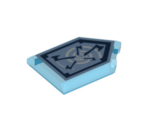 LEGO Transparentes Dunkelblau Fliese 2 x 3 Pentagonal mit Whirlwind Power Schild (22385 / 24620)