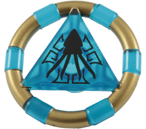 LEGO Transparent Dark Blue Treasure Ring with Gold Bands and Squid (87748 / 89161)