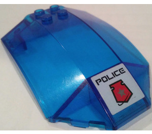 LEGO Bleu foncé transparent Pare-brise 6 x 8 x 2 Incurvé avec 'Police' Autocollant (41751)