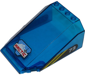LEGO Transparent Dark Blue Windscreen 6 x 8 x 3 Wedge with Arctic Logo and 73 Sticker (32086)