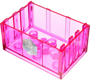 LEGO Transparent Dark Pink Box 4 x 6 with Snowflake Sticker (4237)