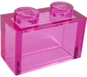 LEGO Transparent Dark Pink Brick 1 x 2 without Bottom Tube (3065 / 35743)