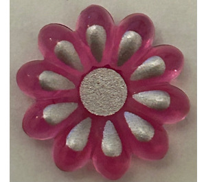 LEGO Transparent Dark Pink Clikit Daisy 2 x 2 with 10 Petals with Silver Center and Petal Highlights (45455 / 52694)