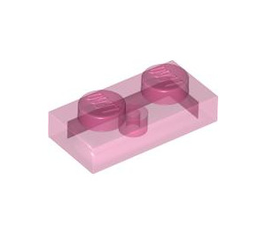 LEGO Transparant Donkerroze Plaat 1 x 2 (3023 / 28653)
