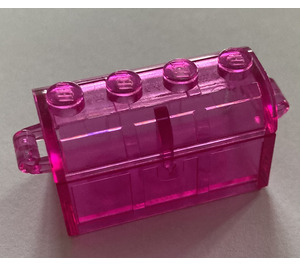 LEGO Transparentes dunkles Rosa Treasure Chest (Dünnes Scharnier ohne Schlitze hinten)