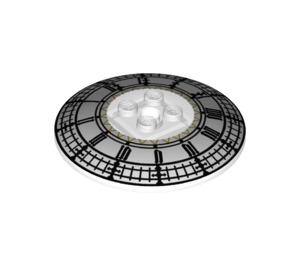 LEGO Transparent Dish 6 x 6 mit Clock Dekoration auf Concave Seite (Massive Stollen) (21599 / 26864)