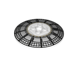 LEGO Transparent Dish 6 x 6 with Clock Decoration on Concave Side (Solid Studs) (21599 / 26864)