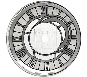 LEGO Transparent Dish 6 x 6 med Clock Ansikte Dekoration på concave Sida. (Solida knoppar) (21599 / 53213)