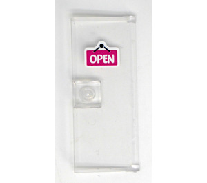 LEGO Transparent Door 1 x 3 x 6 with White 'OPEN' Sticker (80683)