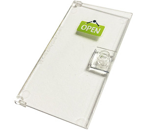 LEGO Transparent Porte 1 x 4 x 6 avec Stud Manipuler avec 'OPEN', Green Autocollant (35290)
