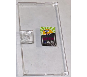 LEGO Transparent Door 1 x 4 x 6 with Stud Handle with Shopping Cart and Open Sign Sticker (35290)