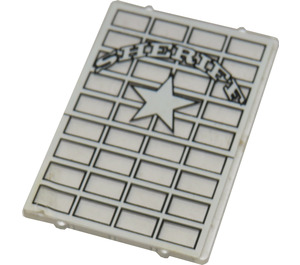 LEGO Transparant Glas for Kader 1 x 4 x 5 met 'SHERIFF' en Star Sticker (2494)