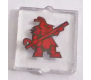 LEGO Transparant Glas voor Venster 1 x 2 x 2 met Donkerrood Warrior Sticker (35315)