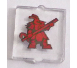 LEGO Transparent Glass for Window 1 x 2 x 2 with Dark Red Warrior Sticker (35315)