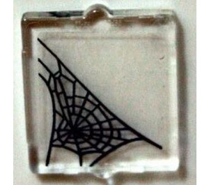 LEGO Transparent Glass for Window 1 x 2 x 2 with Spider Web in Lower Left Corner Sticker (60601)