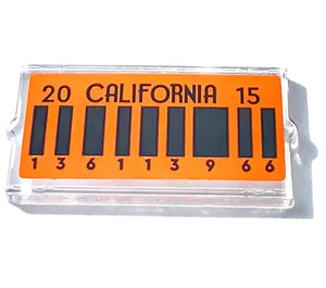 LEGO Transparent Glass for Window 1 x 2 x 3 with 20 CALIFORNIA 15 Sticker (35287)