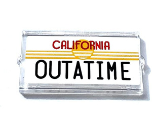 LEGO Transparent Glass for Window 1 x 2 x 3 with CALIFORNIA OUTATIME Sticker (35287)