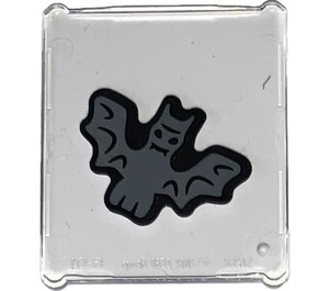 LEGO Transparant Glas for Venster 1 x 3 x 3 met Vleermuis Sticker (51266)