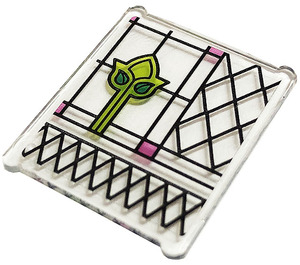 LEGO Transparant Glas voor Venster 1 x 3 x 3 met Stained Glas Lines en Tulip Patroon Sticker (51266)